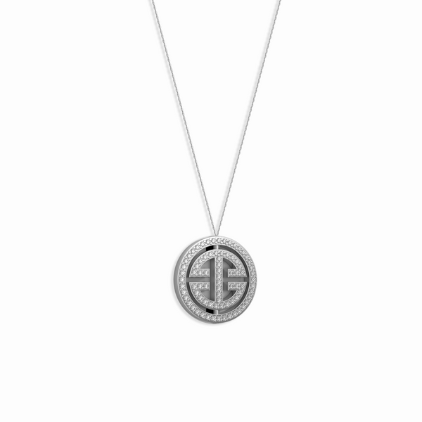 White Gold Diamond Orbital 'Universi' Pendant (UNISEX) - trunfio universe
 - 1