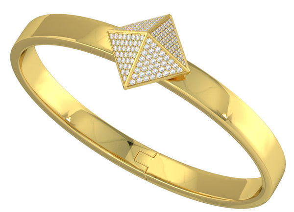 Yellow Gold Trunfio Universe™ Bracelet w/ Diamond pave Pyramid - trunfio universe