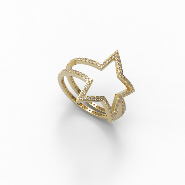 Yellow Gold Diamond Shooting Star Wrap Ring - trunfio universe
 - 1