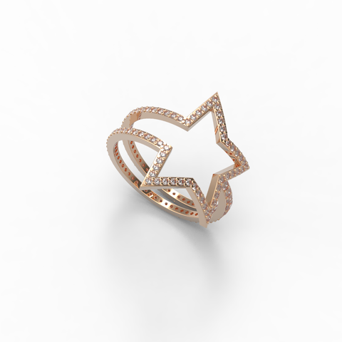 Rose Gold Diamond Shooting Star Wrap Ring - trunfio universe
 - 1