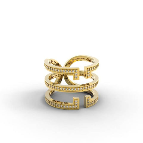 Yellow Gold Diamond 'Universi' Wrap Ring - trunfio universe
 - 1