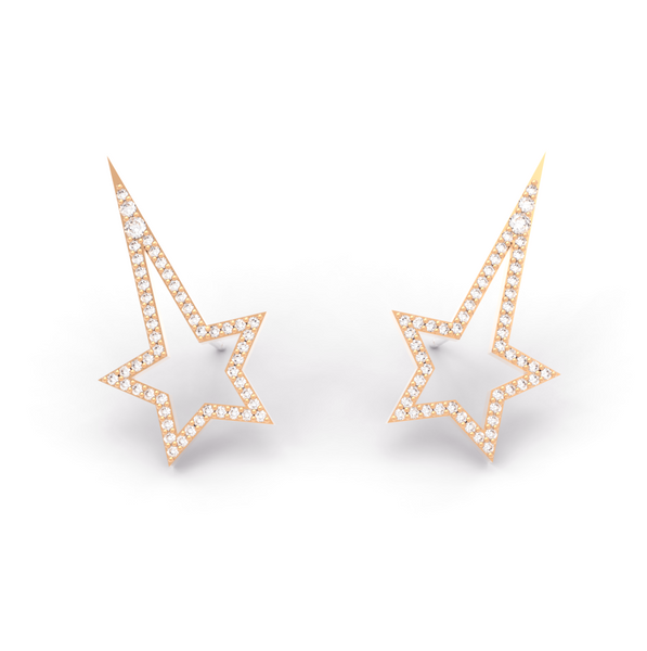 Rose Gold Diamond Shooting Star Studs - trunfio universe
- 1
