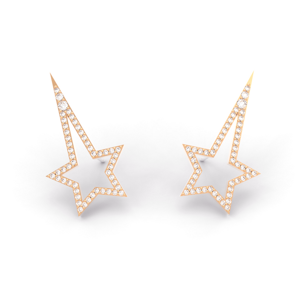 Rose Gold Diamond Shooting Star Studs - trunfio universe
 - 1