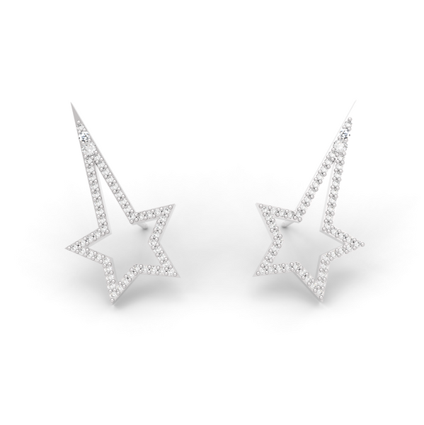 White Gold Diamond Shooting Star Studs - trunfio universe
- 1