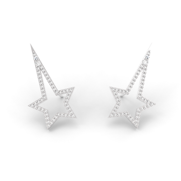 White Gold Diamond Shooting Star Studs - trunfio universe
 - 1