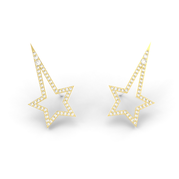 Yellow Gold Diamond Shooting Star Studs - trunfio universe
- 1
