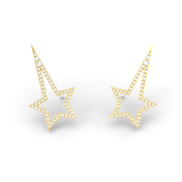 Yellow Gold Diamond Shooting Star Studs - trunfio universe
 - 1