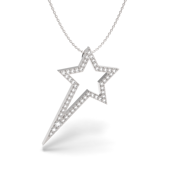 White Gold Diamond Shooting Star Necklace - trunfio universe
- 1