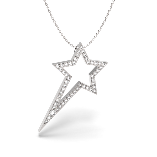 White Gold Diamond Shooting Star Necklace - trunfio universe
 - 1