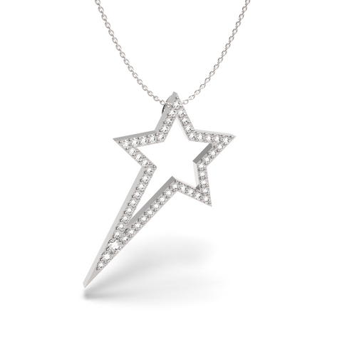 White Gold Diamond Shooting Star Necklace - trunfio universe
 - 1