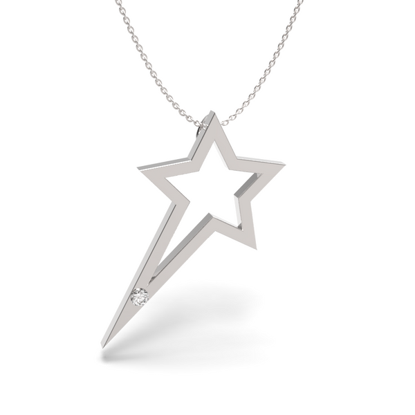 White Gold Single Diamond Shooting Star Necklace - trunfio universe
- 1