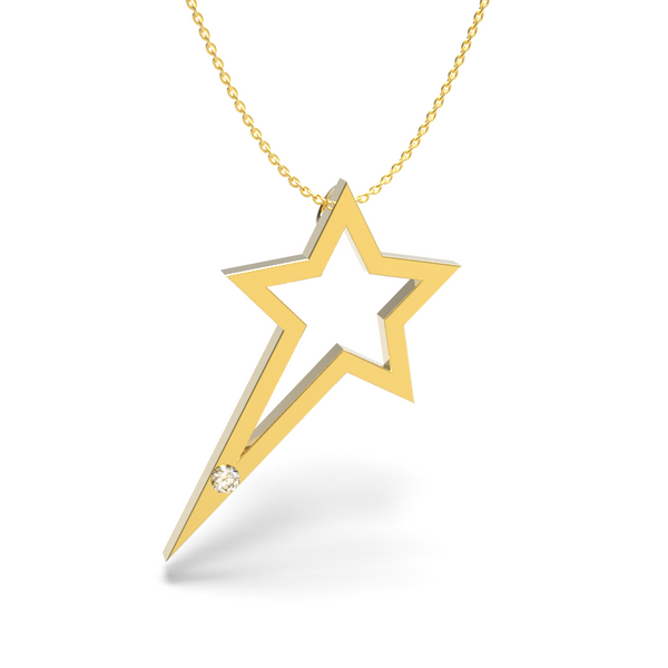 Yellow Gold Single Diamond Shooting Star Necklace - trunfio universe
- 1