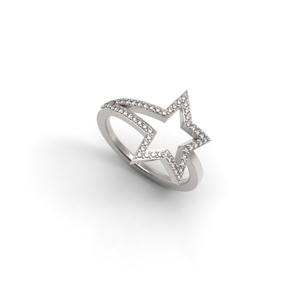 White Gold Diamond Shooting Star Ring - trunfio universe
- 1