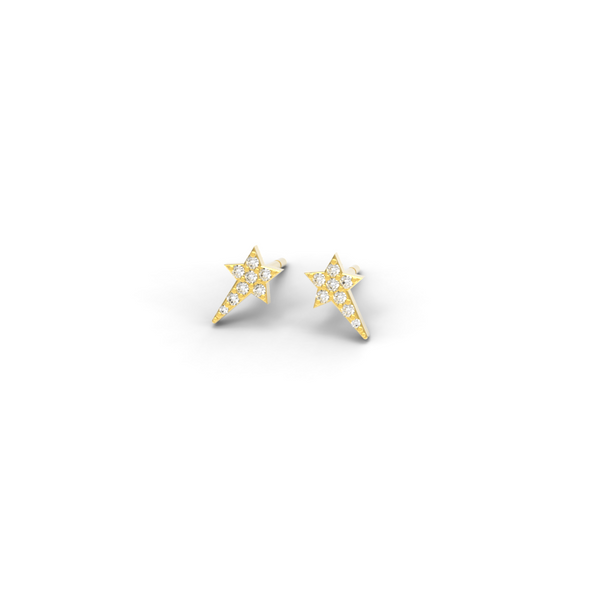 Yellow Gold Diamond "Wish upon a Star" Studs - trunfio universe
 - 1