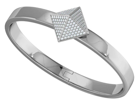 White Gold Trunfio Universe™ Bracelet w/ Diamond Pave Pyramid - trunfio universe
