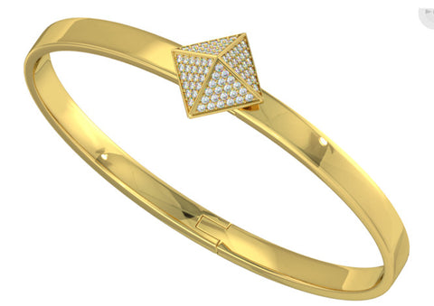 Yellow Gold Mini Trunfio Universe™ bracelet w/ Diamond pave pyramid - trunfio universe

