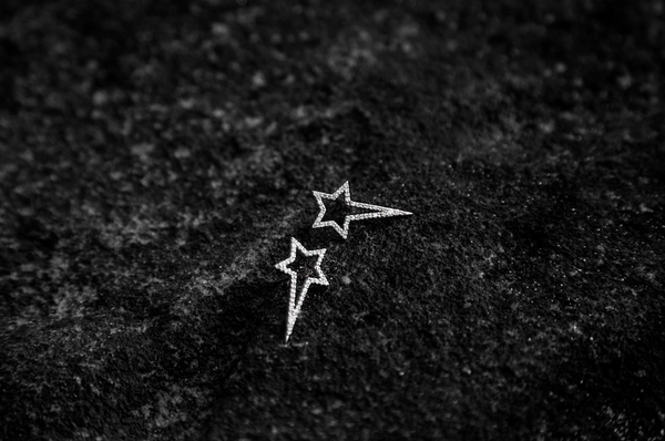 White Gold Diamond Shooting Star Studs - trunfio universe
 - 5