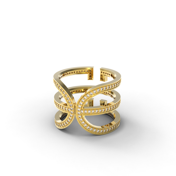 Yellow Gold Diamond 'Universi' Wrap Ring - trunfio universe
 - 2