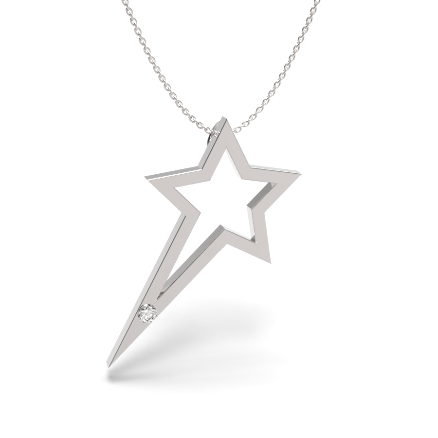 Falling Star Necklace 14K White Gold Diamond | eBay