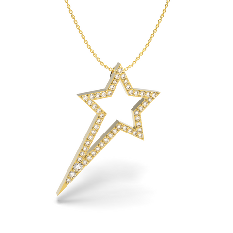 Yellow Gold Diamond Shooting Star Necklace - trunfio universe
 - 1