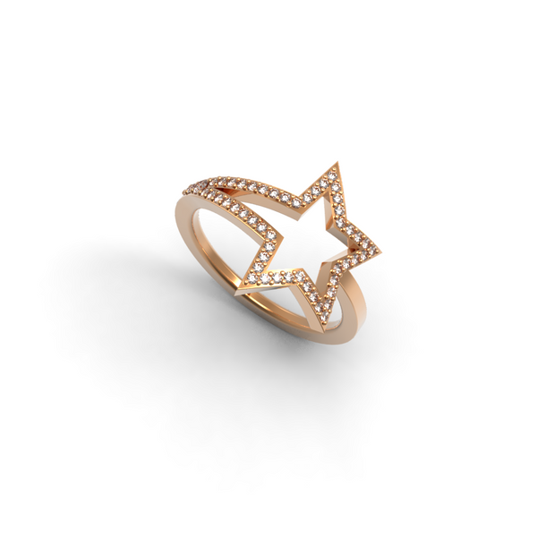 Rose Gold Diamond Shooting Star Ring - trunfio universe
 - 1