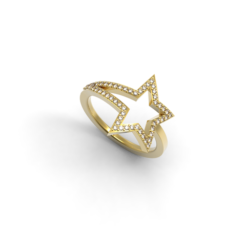 Yellow Gold Diamond Shooting Star Ring - trunfio universe
 - 1